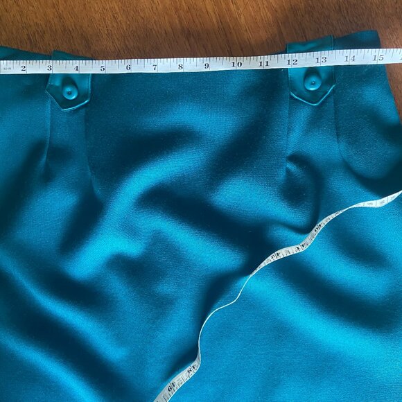 Vintage Teal Skirt with Leather-look accents - Size 8 - Office, Career, Work - Picture 6 of 13